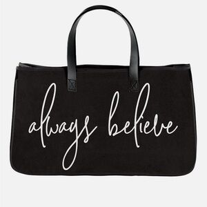 Black Canvas Tote Bag with Inspirational Print